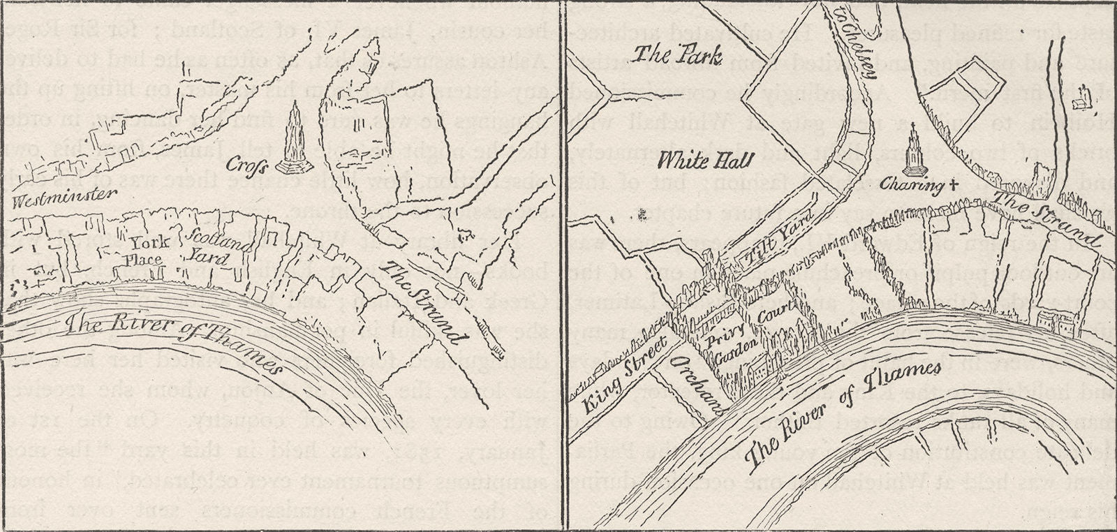 WHITEHALL. York Place & Whitehall in the reign of Henry VIII. London c1880 map